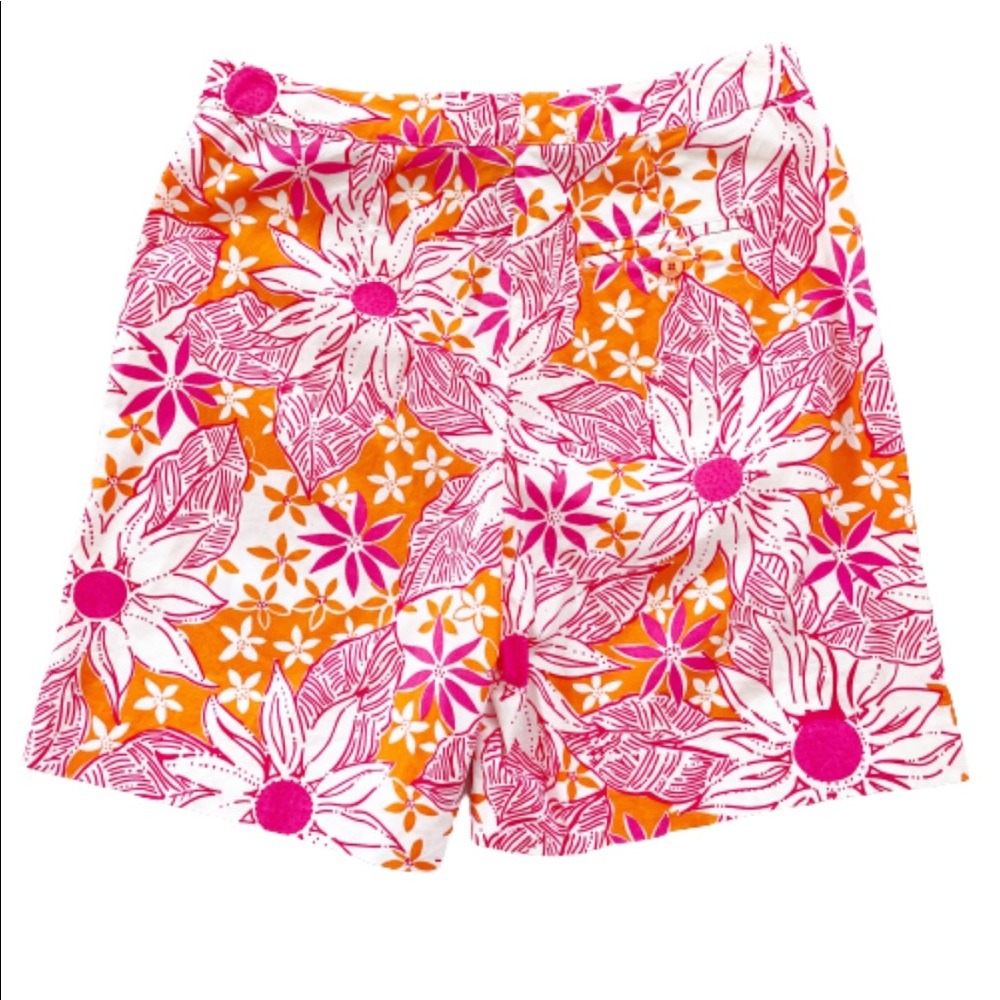 Vintage Lilly Pulitzer Floral Patterned Shorts Pink Orange 2